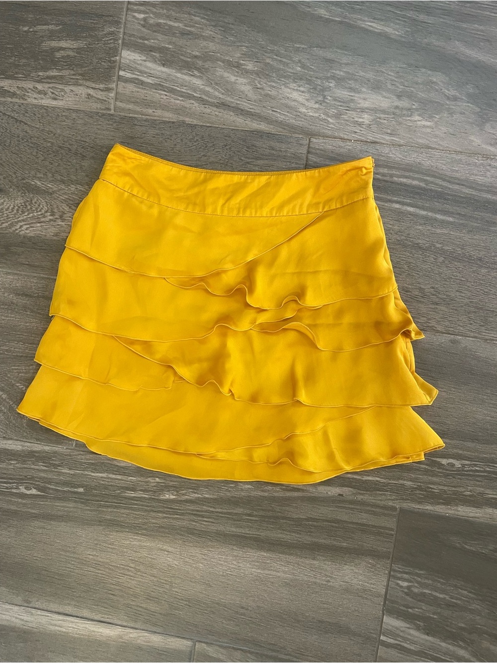 Forever 21 Yellow Tiered Ruffle Mini Skirt